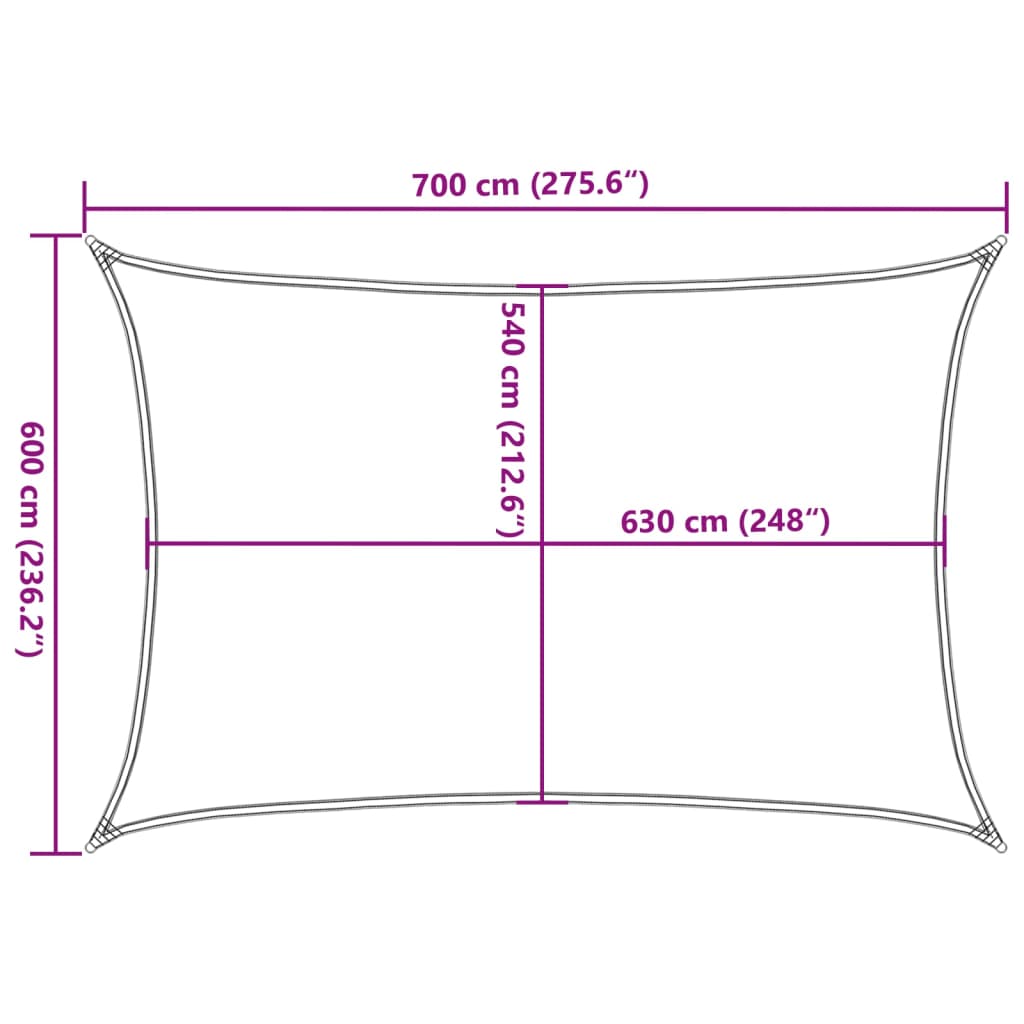 Sonnensegel 160 g/m² Beige 6x7 m HDPE