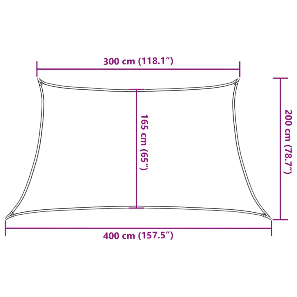 Sonnensegel 160 g/m² Beige 3/4x2 m HDPE