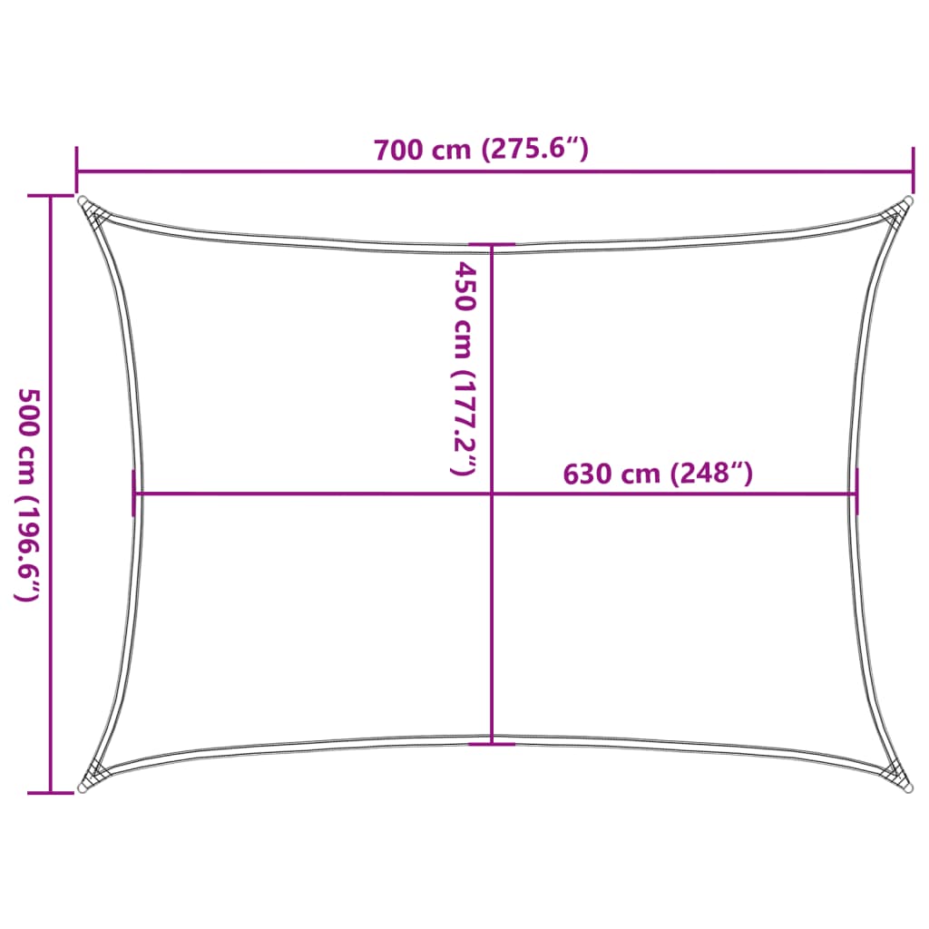 Sonnensegel 160 g/m² Creme 5x7 m HDPE