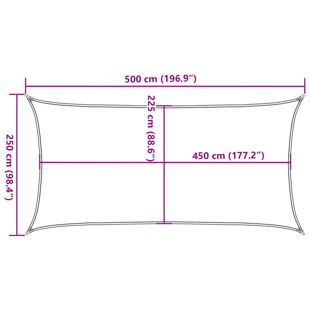 Sonnensegel 160 g/m² Weiß 2,5x5 m HDPE