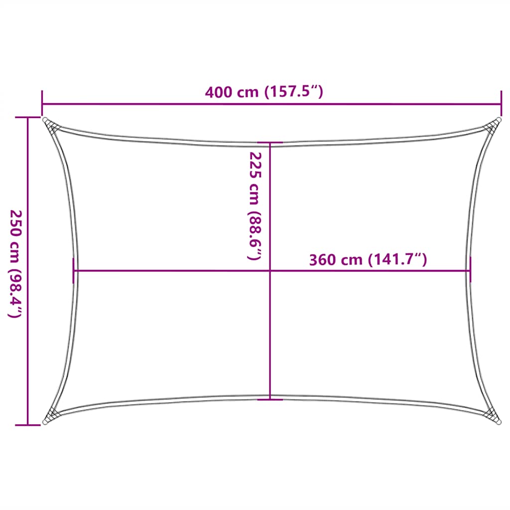 Sonnensegel 160 g/m² Hellgrün 2,5x4 m HDPE
