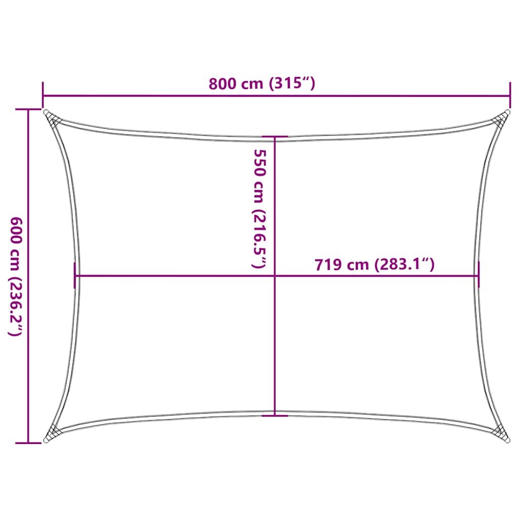 Sonnensegel 160 g/m² Hellgrün 6x8 m HDPE