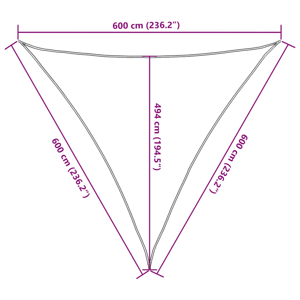 Sonnensegel 160 g/m² Taupe 6x6x6 m HDPE