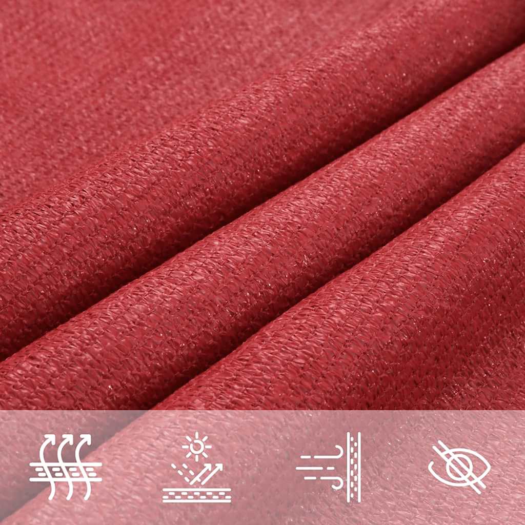 Sonnensegel 160 g/m² Rot 3x4x5 m HDPE