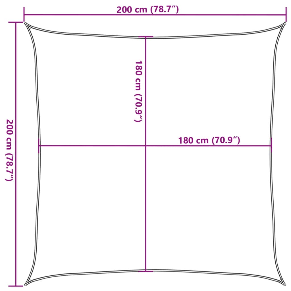 Sonnensegel 160 g/m² Schwarz 2x2 m HDPE