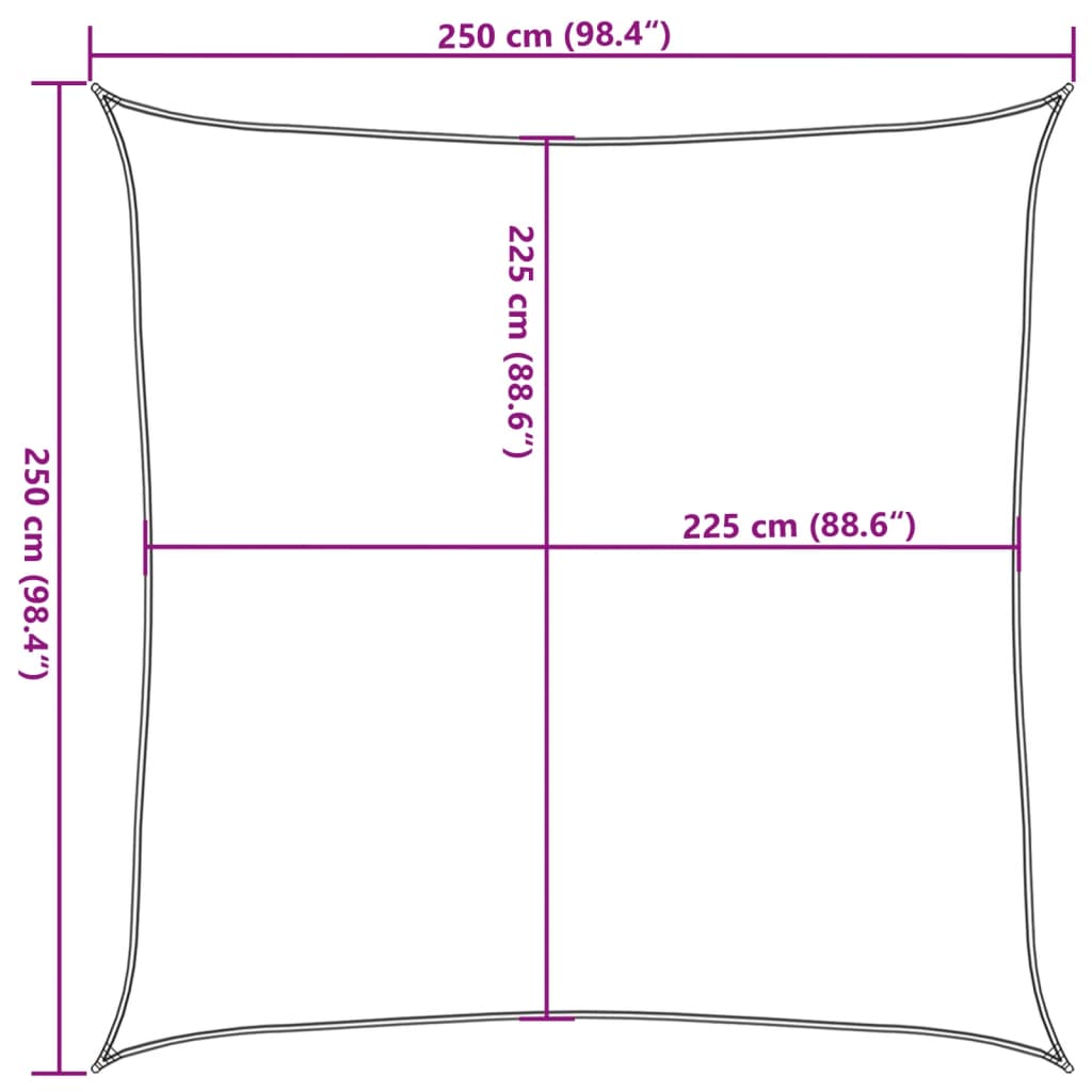 Sonnensegel 160 g/m² Schwarz 2,5x2,5 m HDPE