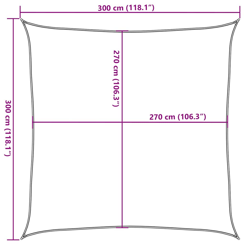 Sonnensegel 160 g/m² Schwarz 3x3 m HDPE