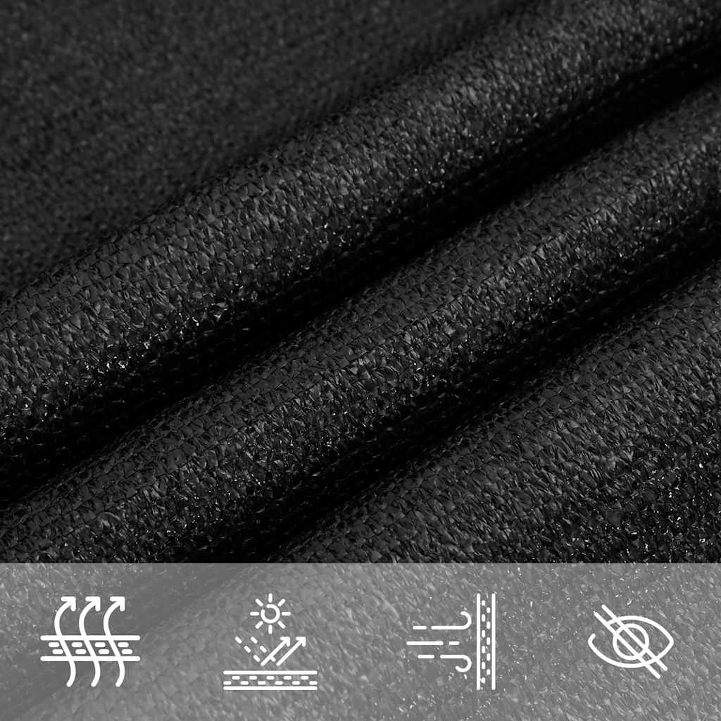 Sonnensegel 160 g/m² Schwarz 4x4 m HDPE
