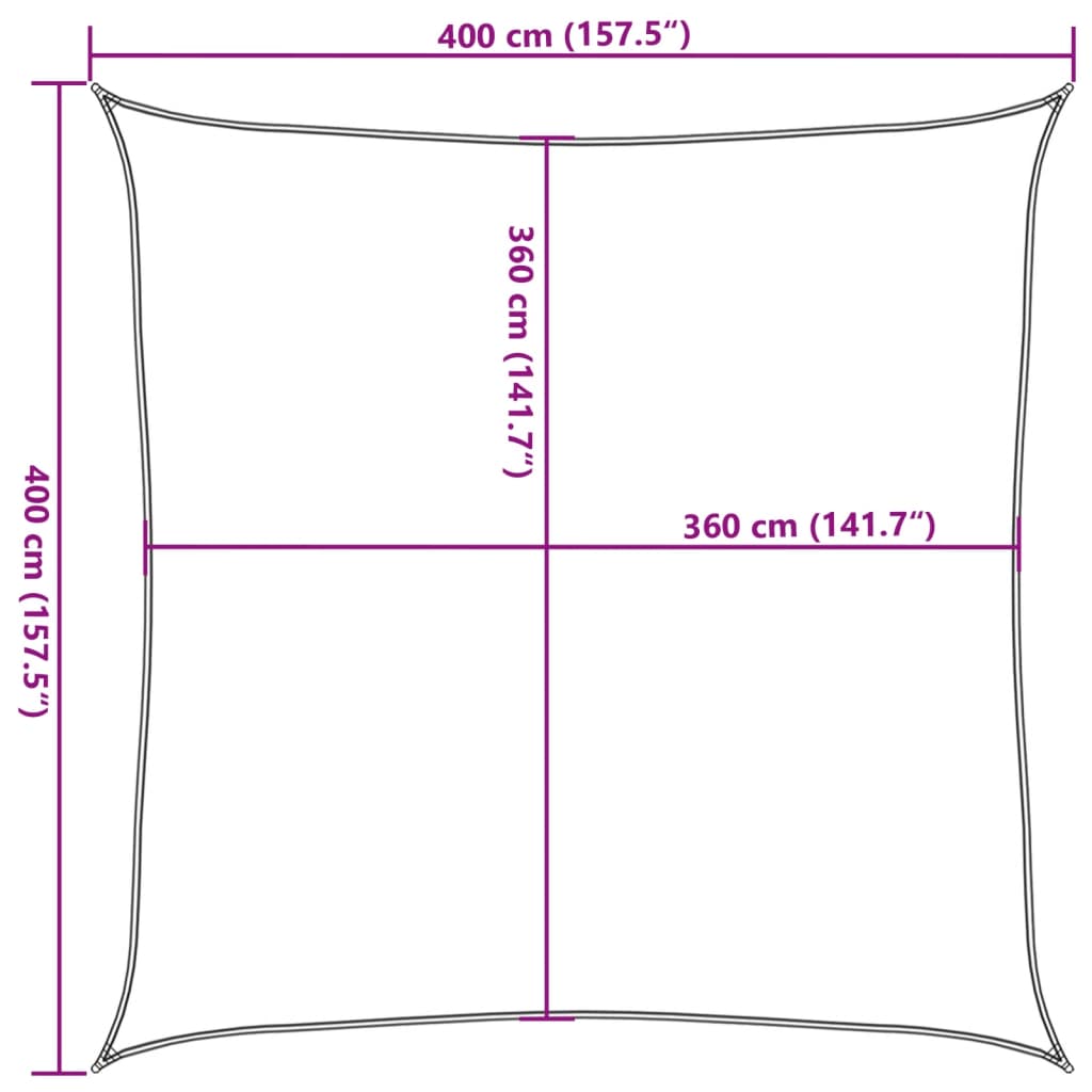 Sonnensegel 160 g/m² Schwarz 4x4 m HDPE