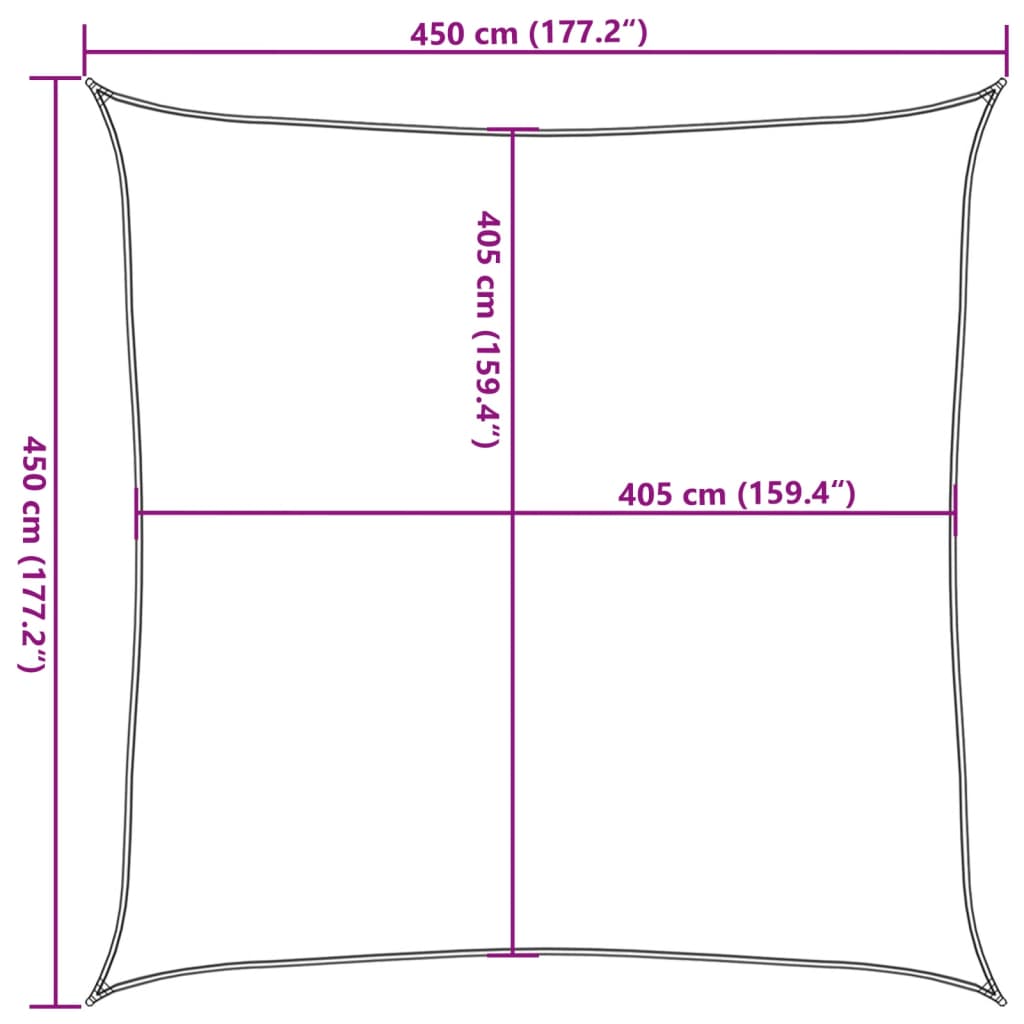 Sonnensegel 160 g/m² Schwarz 4,5x4,5 m HDPE