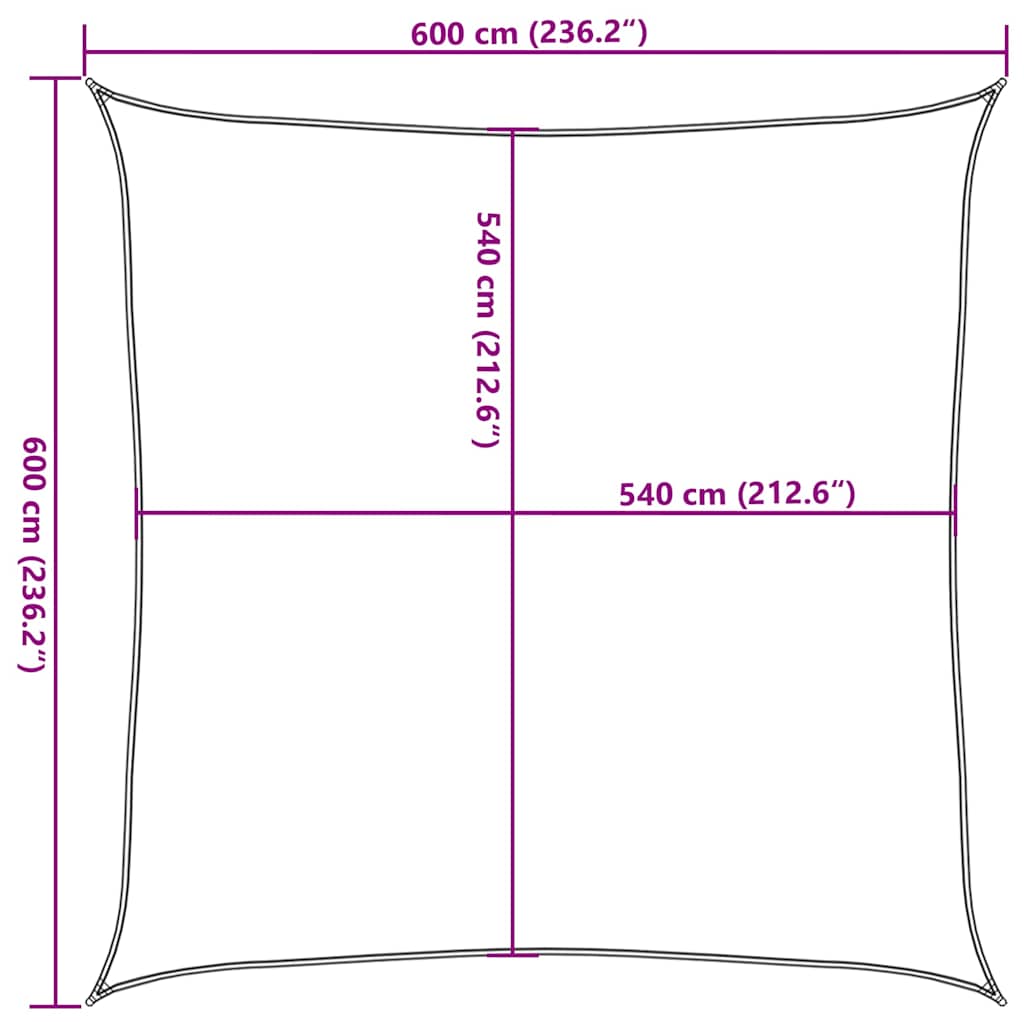 Sonnensegel 160 g/m² Schwarz 6x6 m HDPE