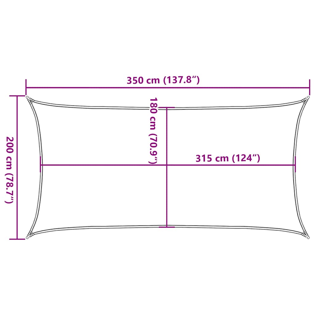 Sonnensegel 160 g/m² Schwarz 2x3,5 m HDPE