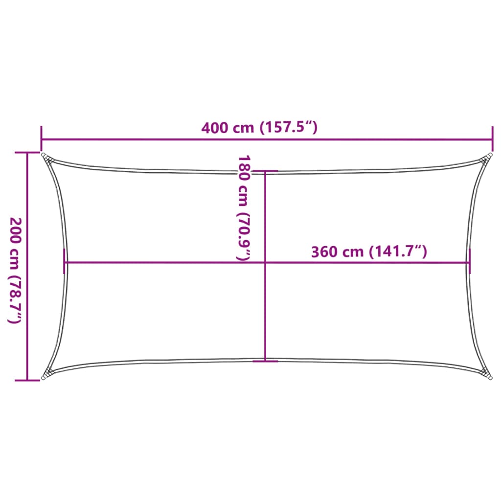 Sonnensegel 160 g/m² Schwarz 2x4 m HDPE