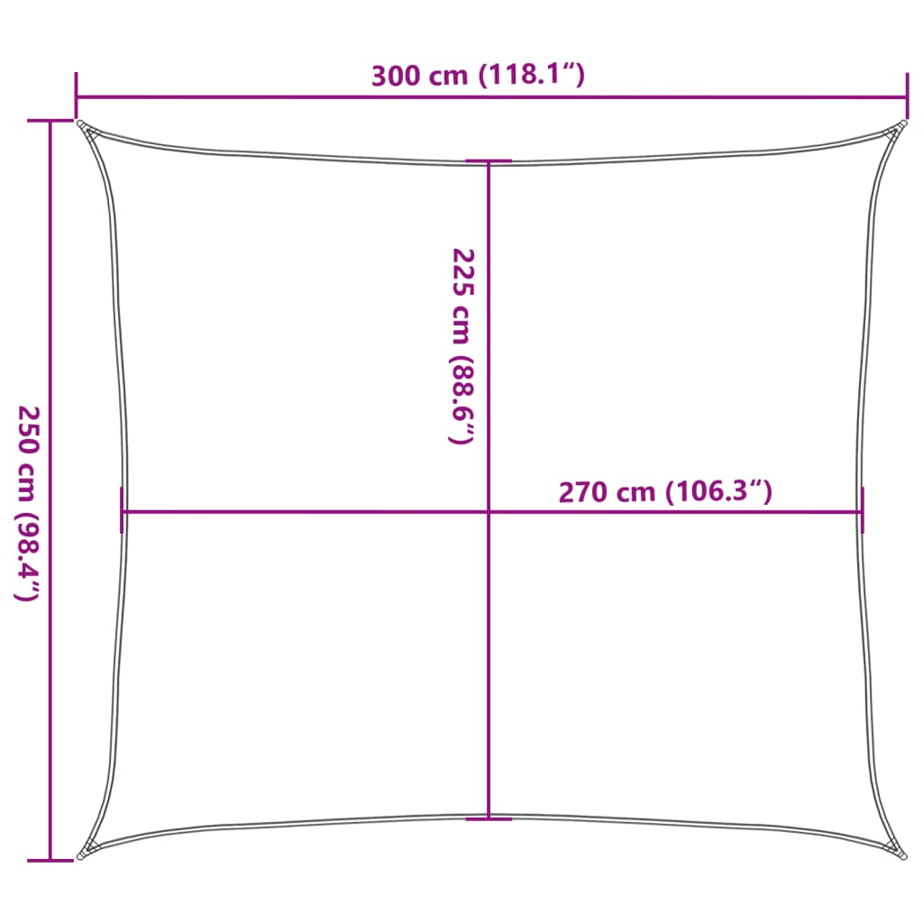 Sonnensegel 160 g/m² Schwarz 2,5x3 m HDPE