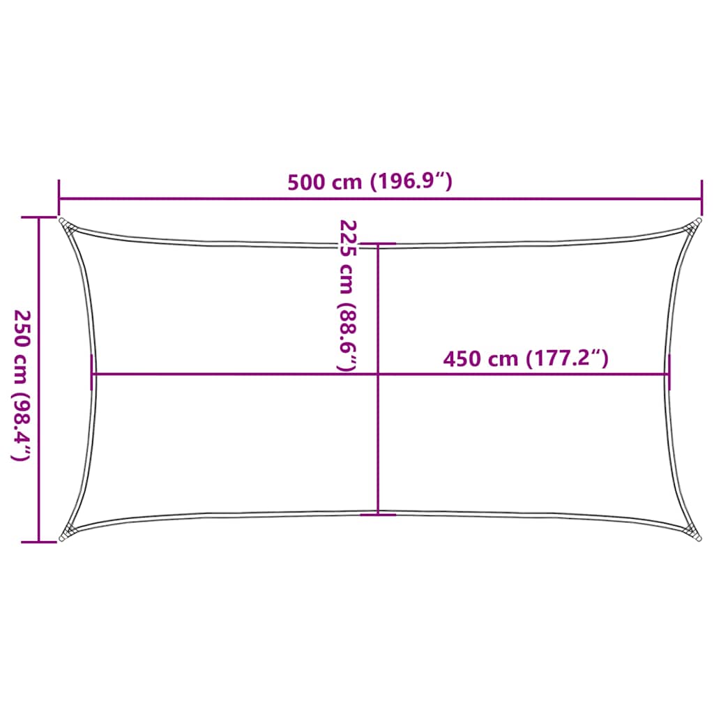 Sonnensegel 160 g/m² Schwarz 2,5x5 m HDPE