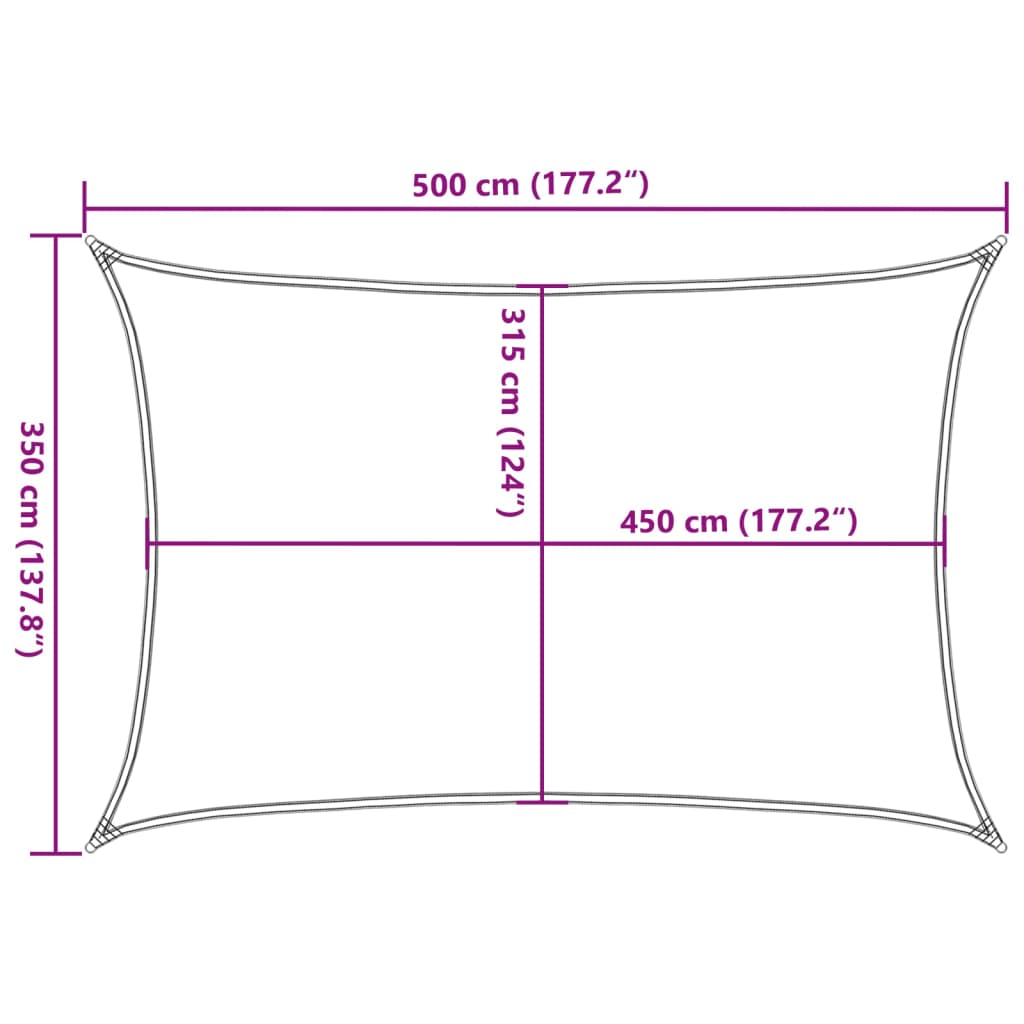 Sonnensegel 160 g/m² Schwarz 3,5x5 m HDPE