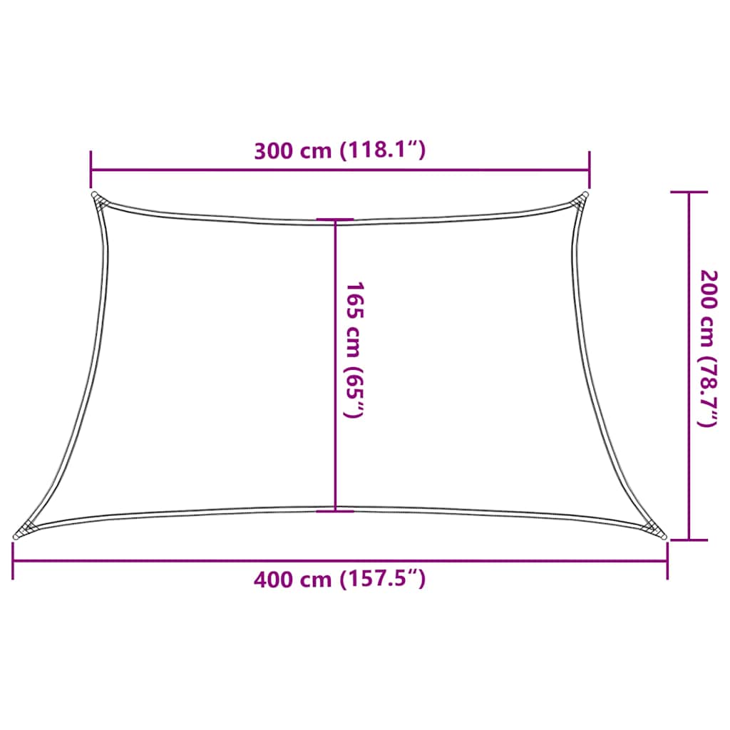 Sonnensegel 160 g/m² Schwarz 3/4x2 m HDPE