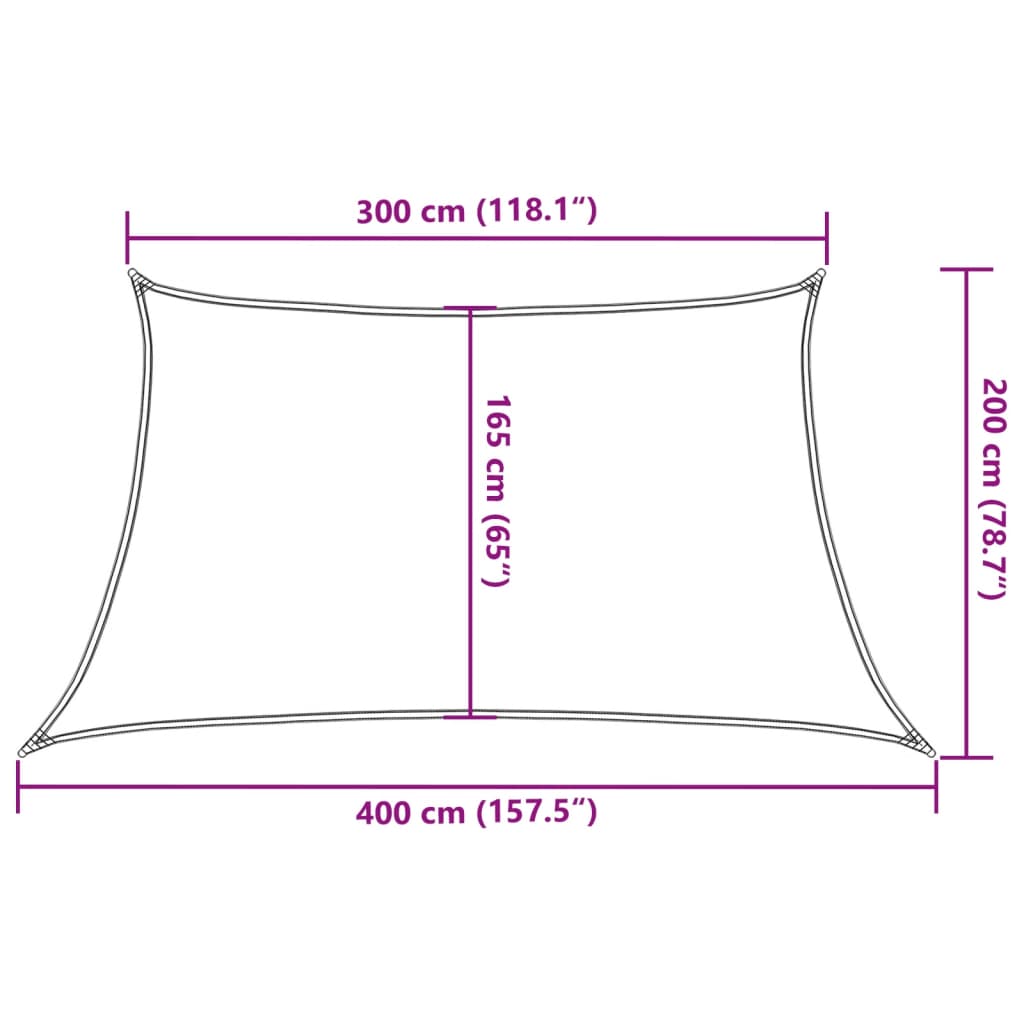 Sonnensegel 160 g/m² Schwarz 3/4x2 m HDPE