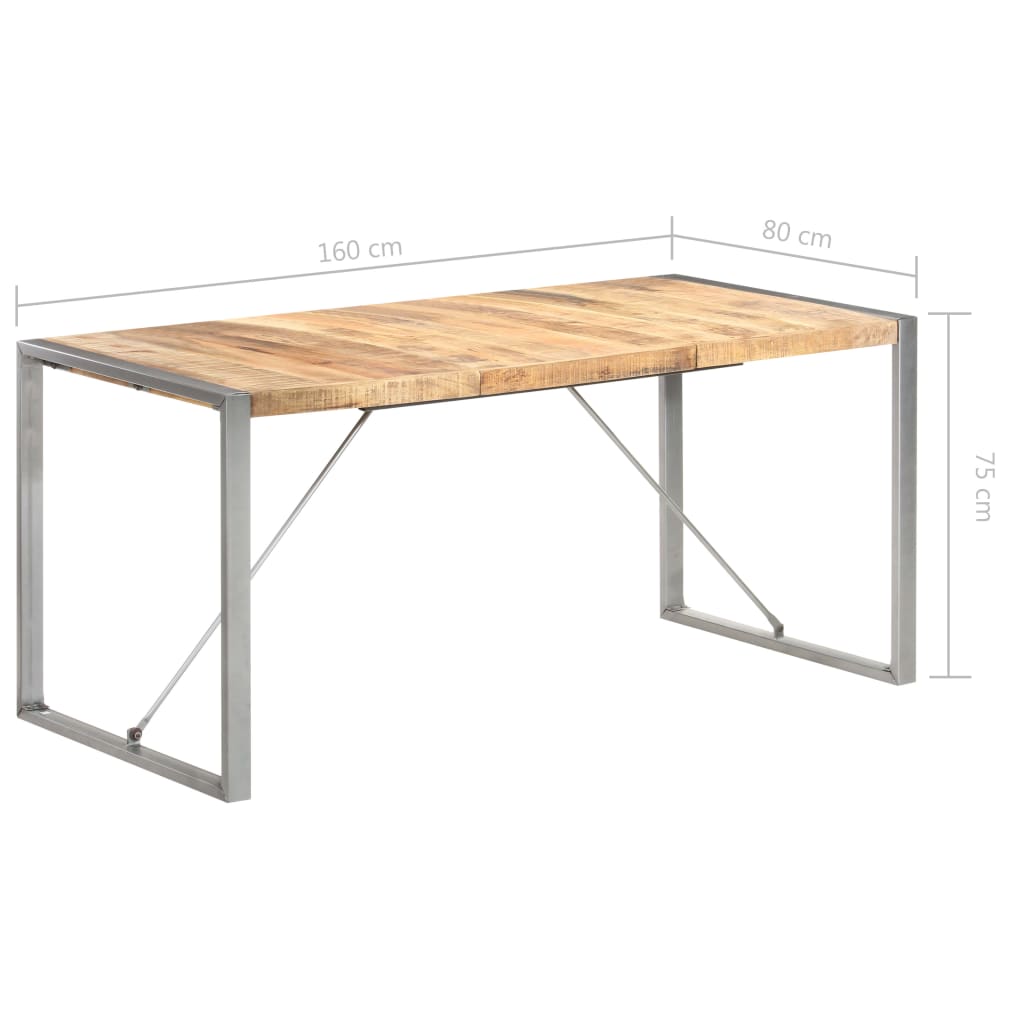 Esstisch 160x80x75 cm Raues Mango-Massivholz