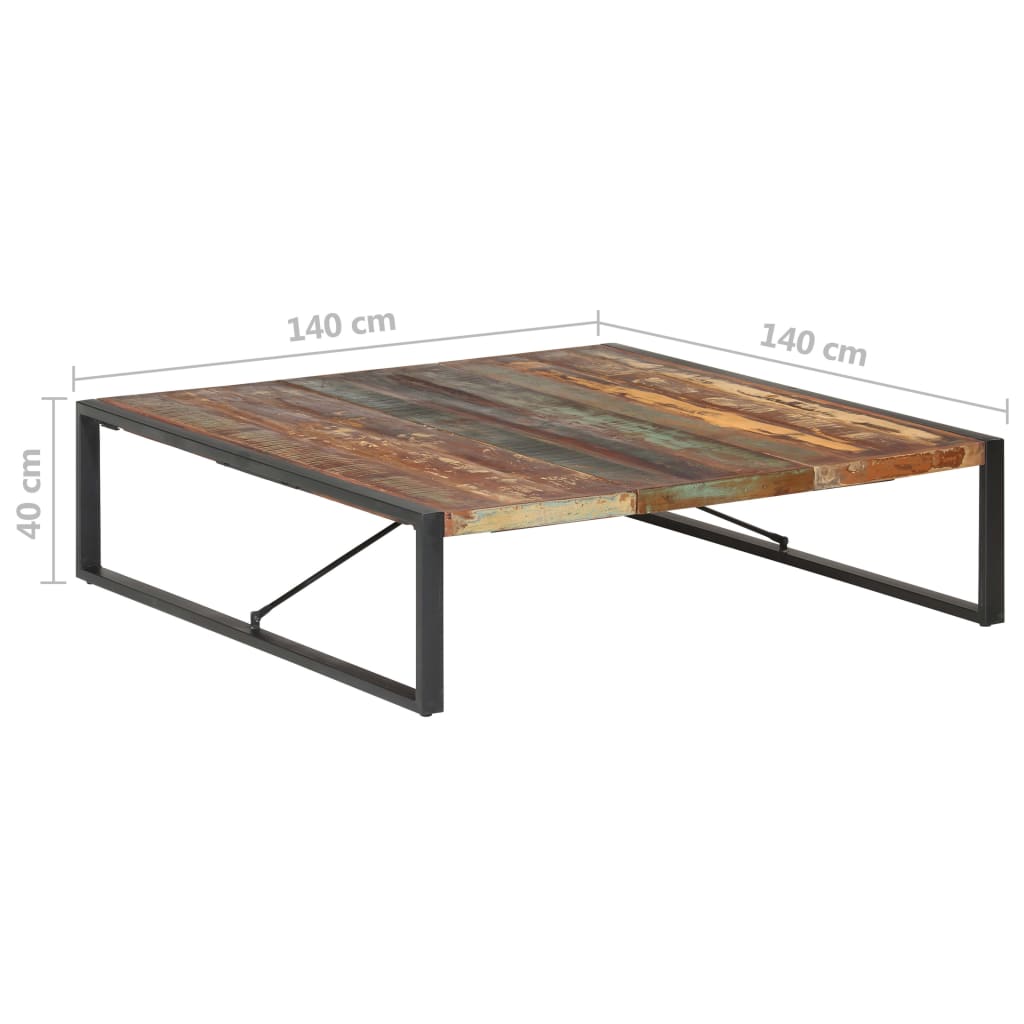 Couchtisch 140x140x40 cm Recyceltes Massivholz