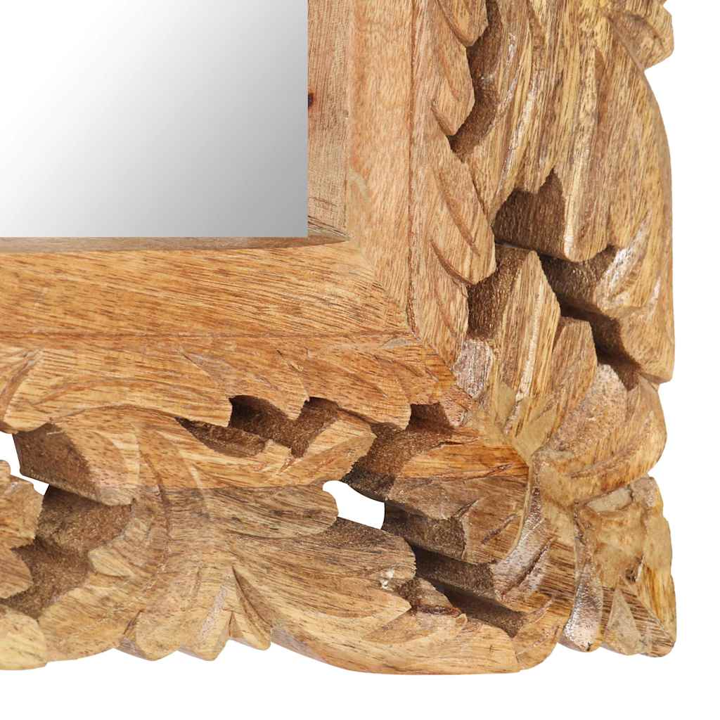 Spiegel Handgeschnitzt Braun 80x50 cm Massivholz Mango
