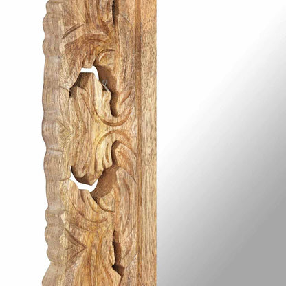 Spiegel Handgeschnitzt Braun 80x50 cm Massivholz Mango