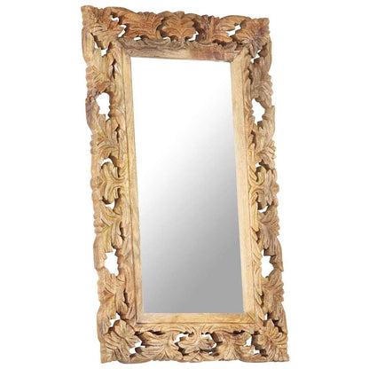 Spiegel Handgeschnitzt Braun 80x50 cm Massivholz Mango