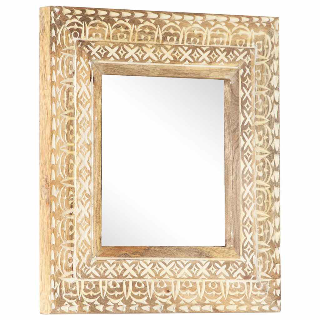 Spiegel Handgeschnitzt 50x50x2,6 cm Massivholz Mango