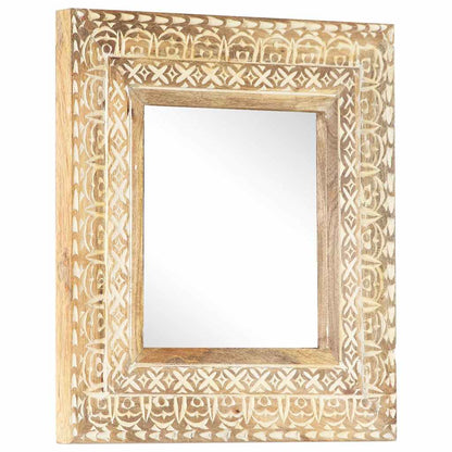 Spiegel Handgeschnitzt 50x50x2,6 cm Massivholz Mango