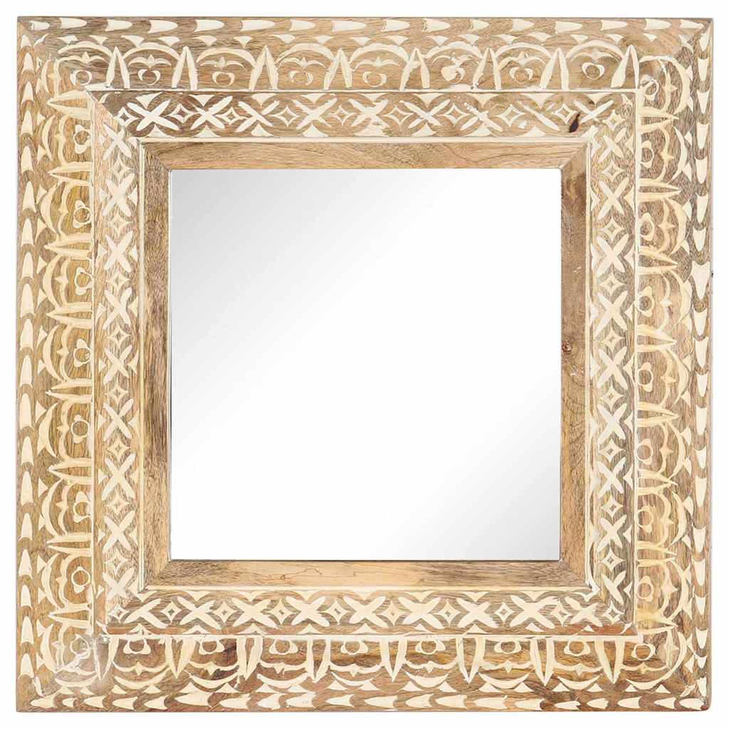 Spiegel Handgeschnitzt 50x50x2,6 cm Massivholz Mango