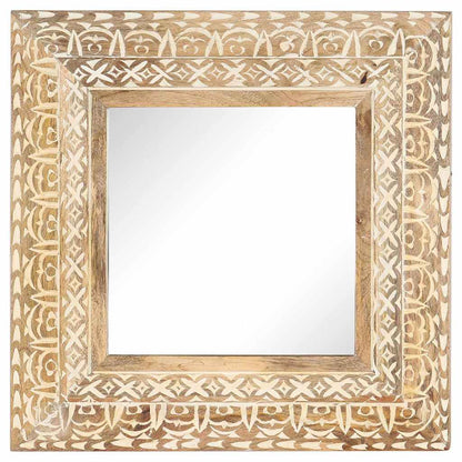 Spiegel Handgeschnitzt 50x50x2,6 cm Massivholz Mango