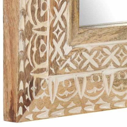 Spiegel Handgeschnitzt 50x50x2,6 cm Massivholz Mango