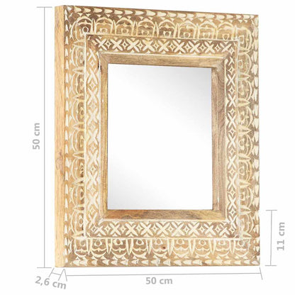 Spiegel Handgeschnitzt 50x50x2,6 cm Massivholz Mango