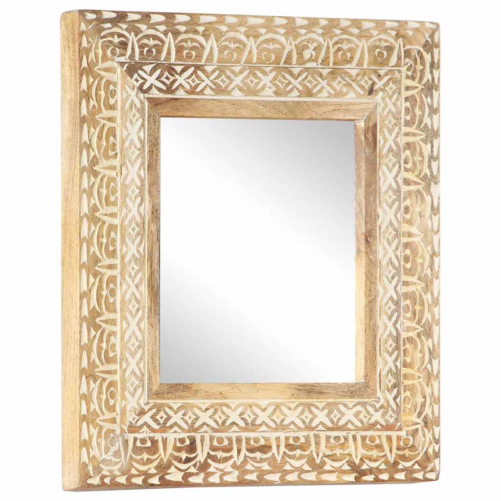 Spiegel Handgeschnitzt 50x50x2,6 cm Massivholz Mango