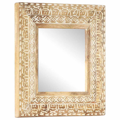 Spiegel Handgeschnitzt 50x50x2,6 cm Massivholz Mango