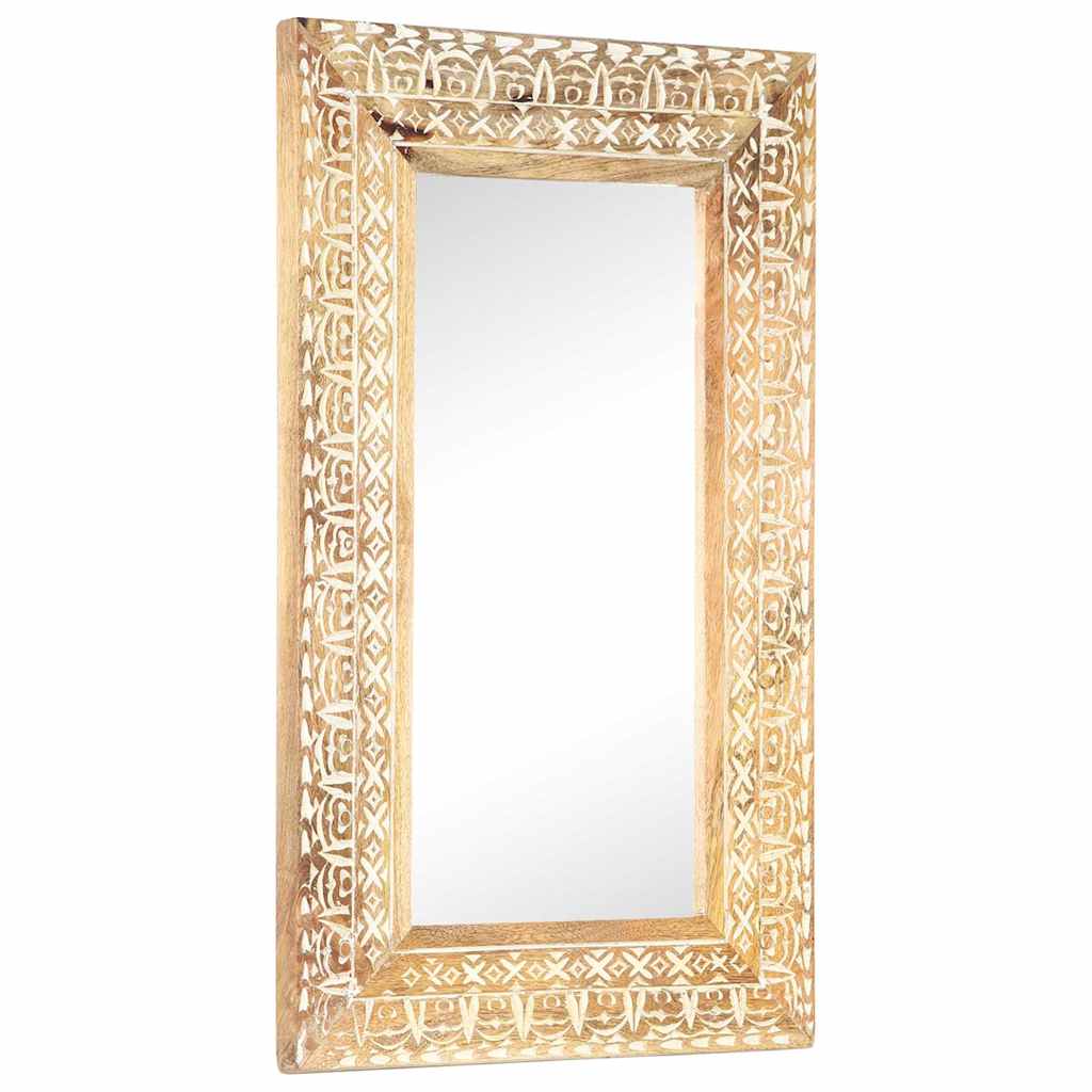 Spiegel Handgeschnitzt 80x50x2,6 cm Massivholz Mango