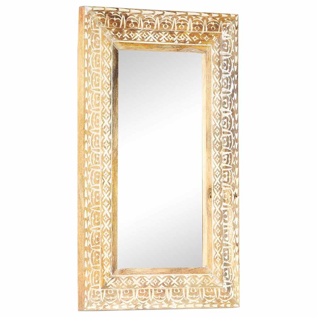 Spiegel Handgeschnitzt 80x50x2,6 cm Massivholz Mango