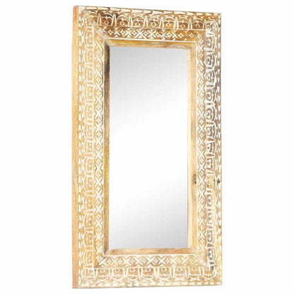 Spiegel Handgeschnitzt 80x50x2,6 cm Massivholz Mango