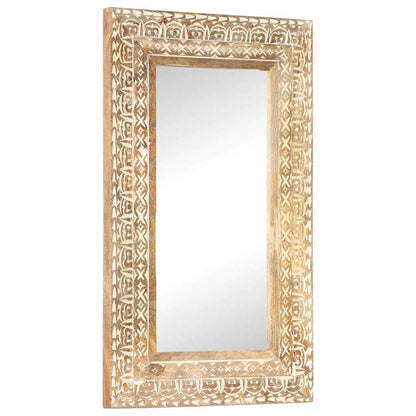 Spiegel Handgeschnitzt 80x50x2,6 cm Massivholz Mango