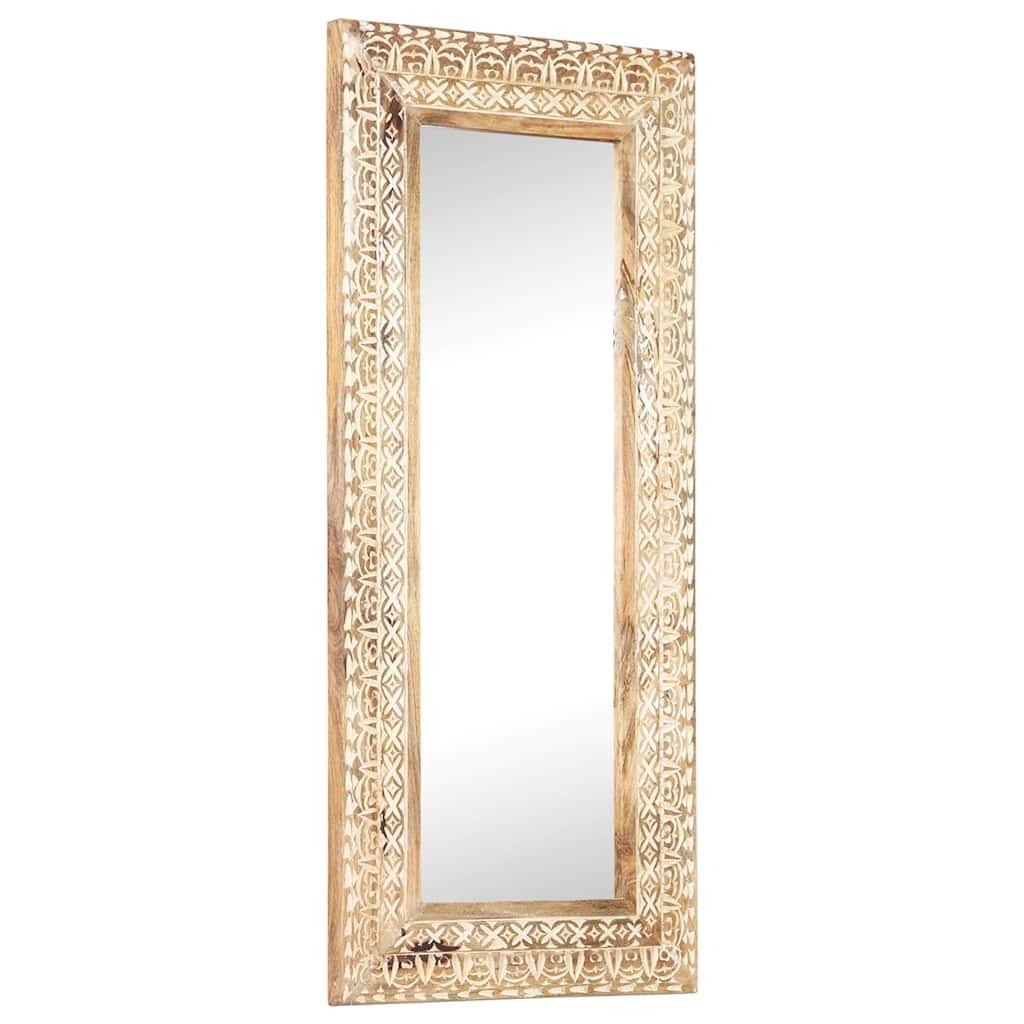 Spiegel Handgeschnitzt 110x50x2,6 cm Massivholz Mango
