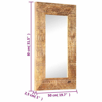 Handgeschnitzter Spiegel 80x50x2,5 cm Massivholz Mango