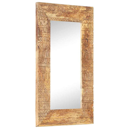 Handgeschnitzter Spiegel 80x50x2,5 cm Massivholz Mango