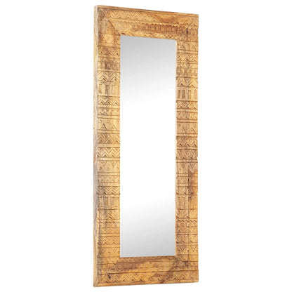 Handgeschnitzter Spiegel 110x50x2,5 cm Massivholz Mango