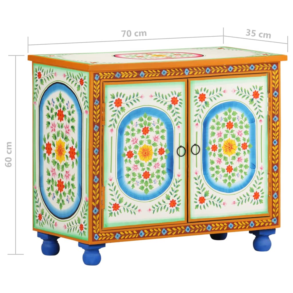 Sideboard Handbemalt 70x35x60 cm Mango Massivholz