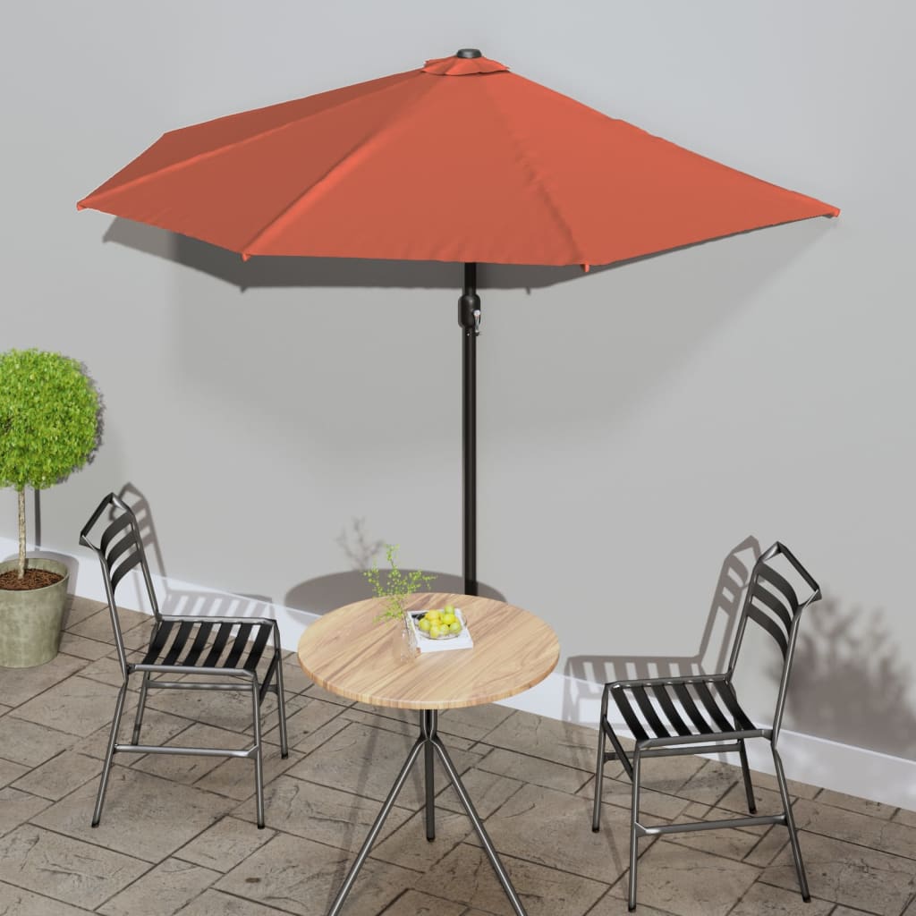 Balkon-Sonnenschirm Alu-Mast Terrakotta 270x144x222cm Halbrund