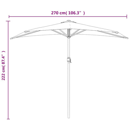 Balkon-Sonnenschirm Alu-Mast Blau 270x144x222cm Halbrund