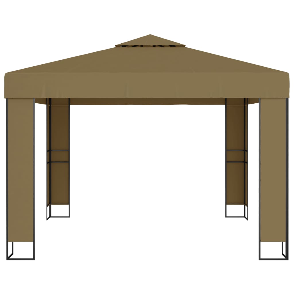 Pavillon mit Doppeldach 3x3x2,7 m Taupe 180 g/m²