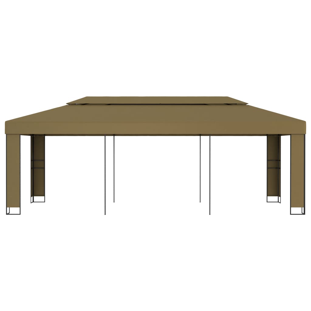 Pavillon mit Doppeldach 3x6 m Taupe 180 g/m²