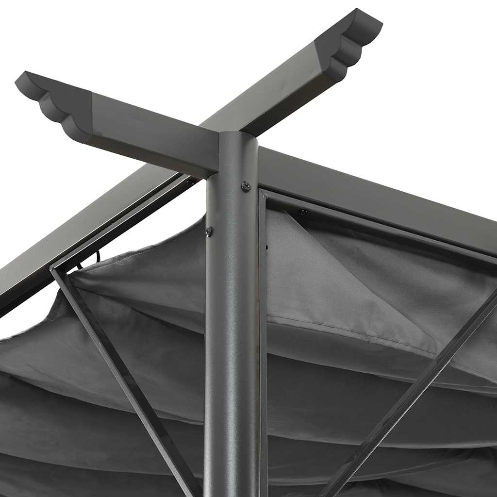 Pergola mit Ausziehbarem Dach Anthrazit 3x3 m Stahl 180 g/m²