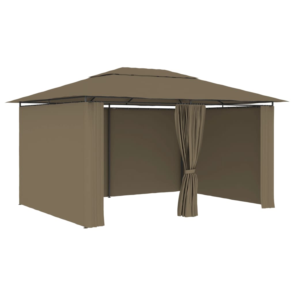 Gartenzelt mit Vorhängen 4x3 m Taupe 180 g/m²